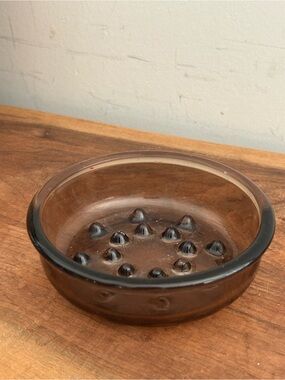 Vintage Corning USA Glass Plant Helper Saucer Terrarium Dish Soap Amber